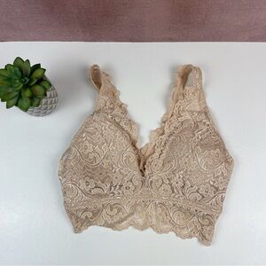 Smart & Sexy Nude Tan Lace Floral Bra Bralette Women Medium